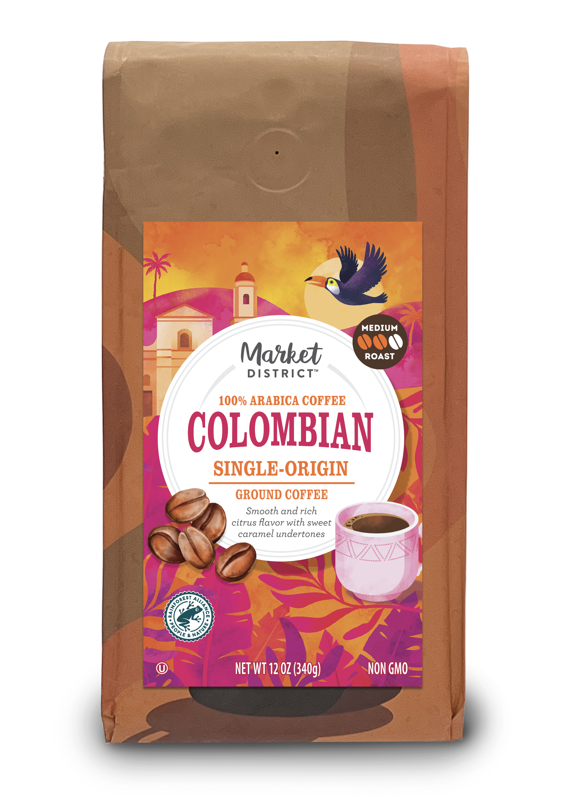 Market District 100% Arabica Ground Coffee, Colombian Single