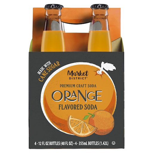Market District Premium Craft Soda, Orange Flavored, 4 Pack