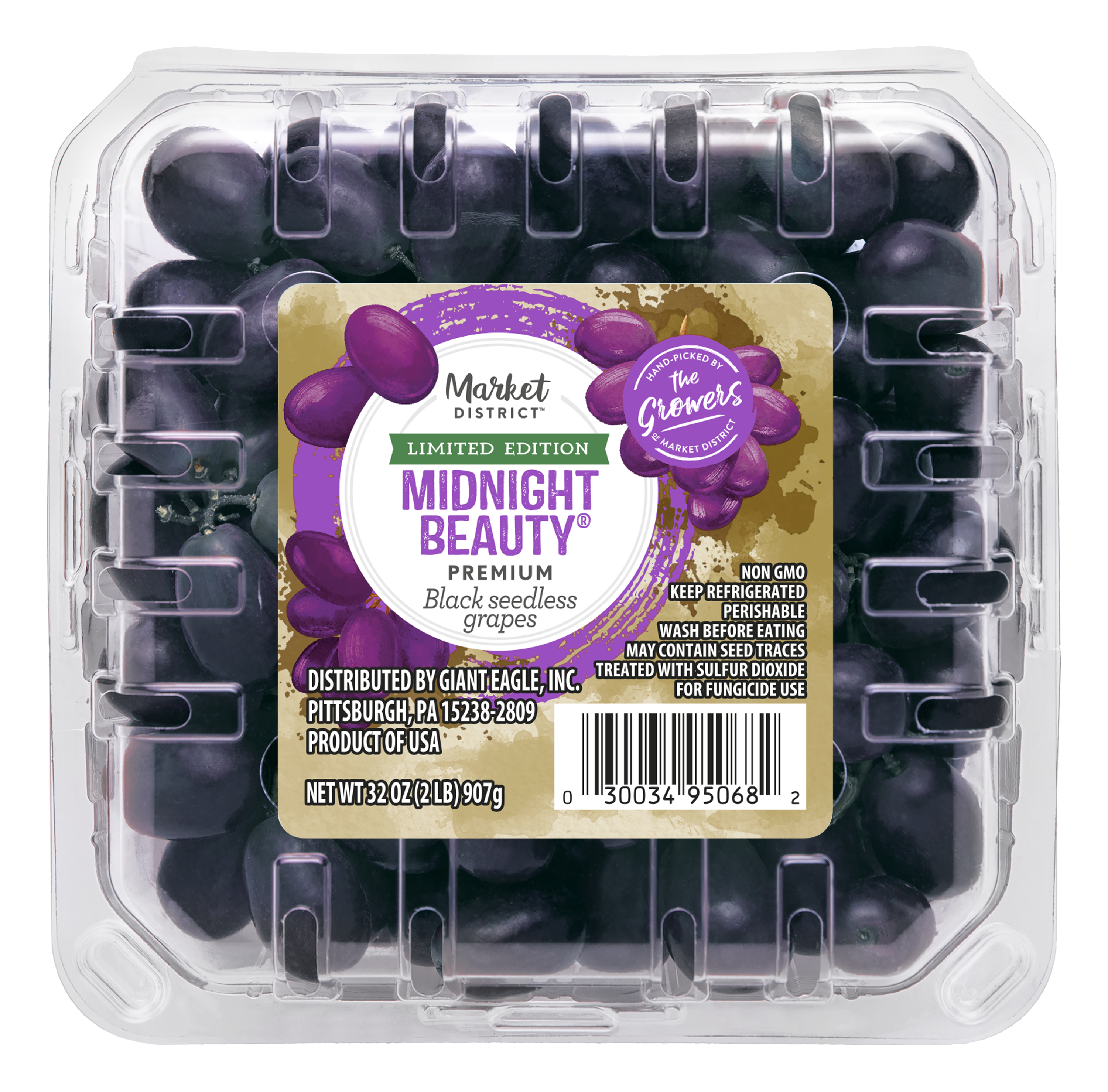 Market District Grapes, Black Seedless, Premium Midnight Beauty