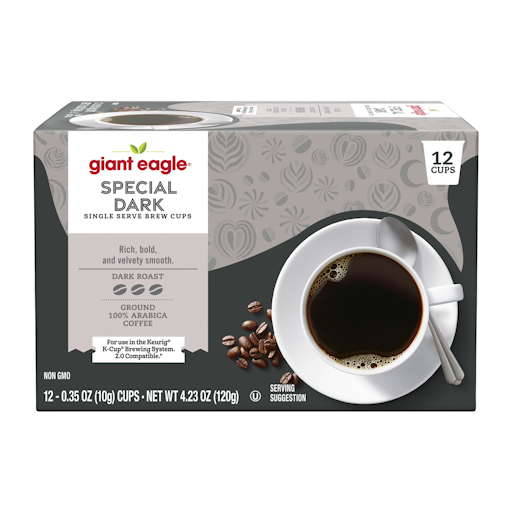 Giant Eagle Single Serve Brew Cups, Special Dark, Dark Roast Giant Eagle Single Serve Brew Cups, Special Dark, Dark Roast