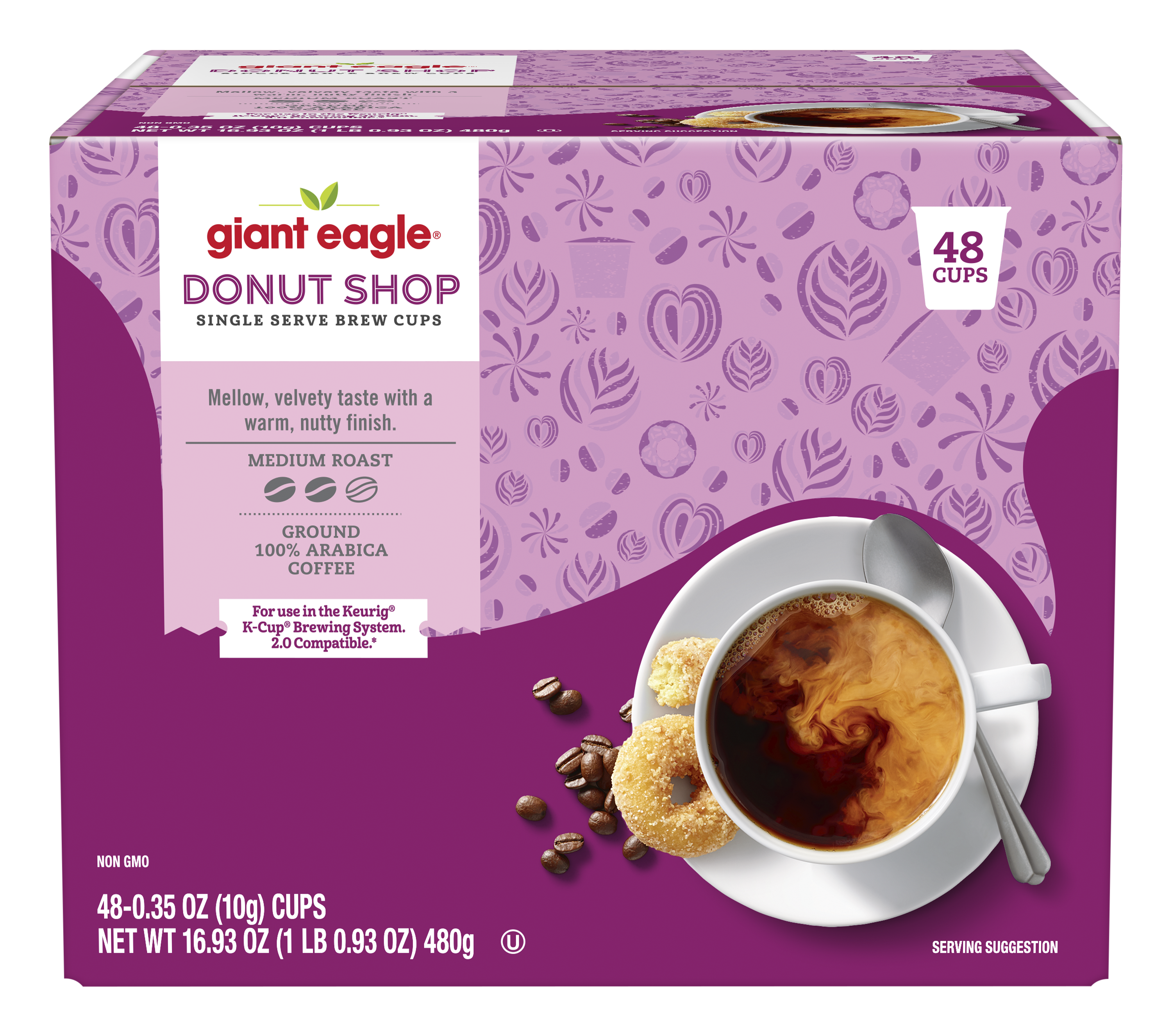 Giant Eagle Single Serve Brew Cups, Donut Shop, Medium Roast