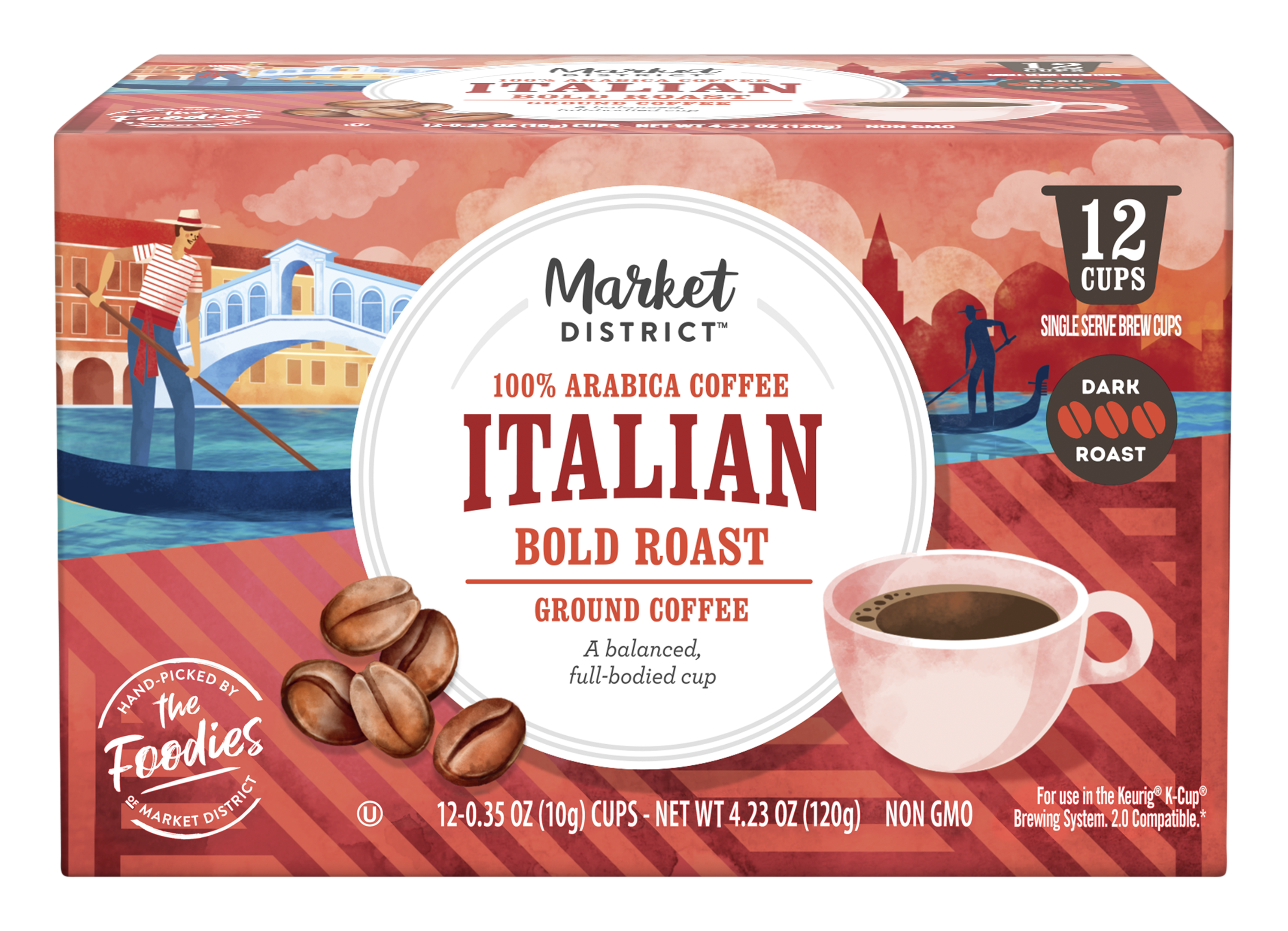 Market District Single Serve Brew Cups, Italian Bold Roast, Dark