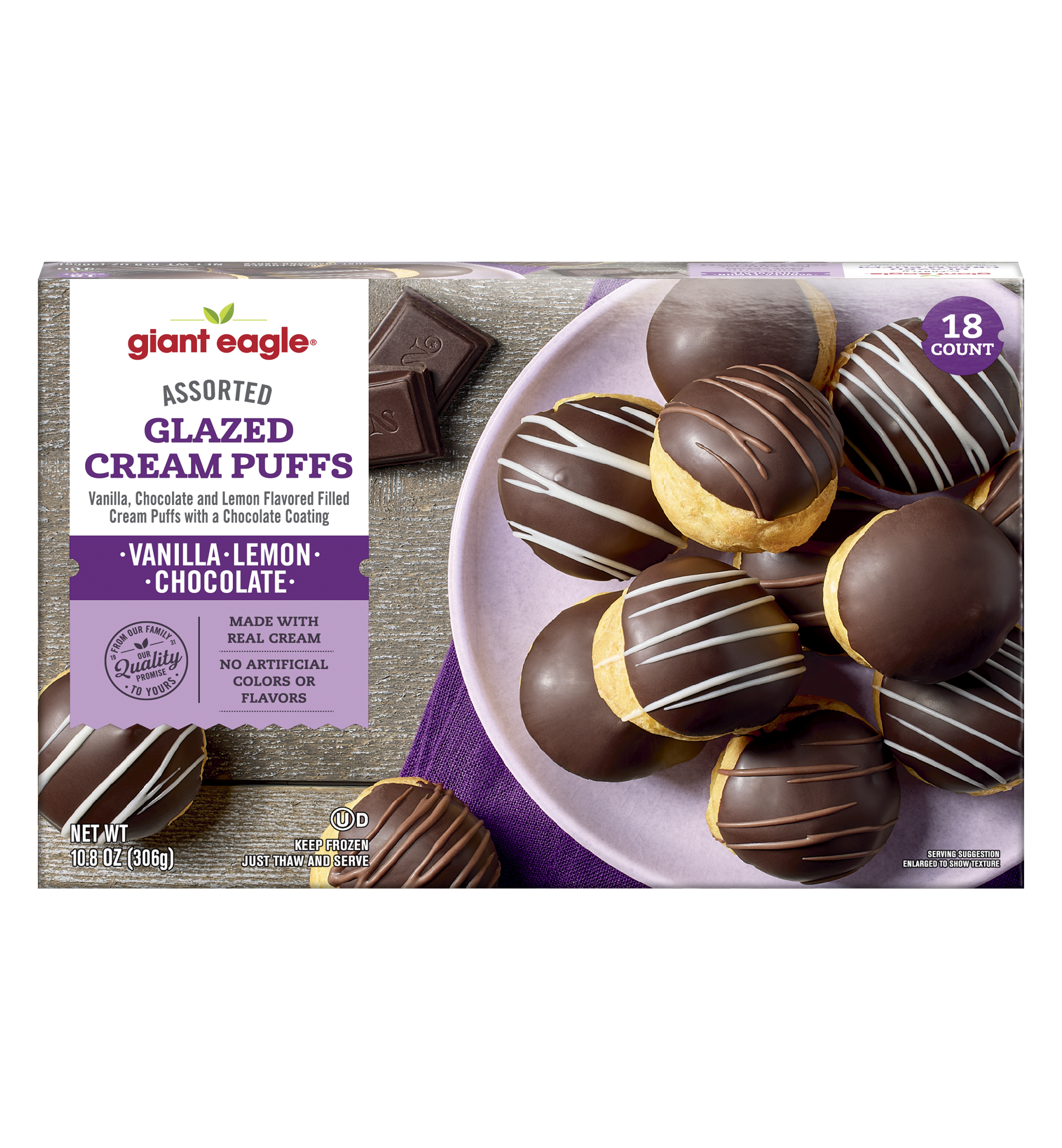Giant Eagle Assorted Glazed Cream Puffs, Vanilla, Lemon
