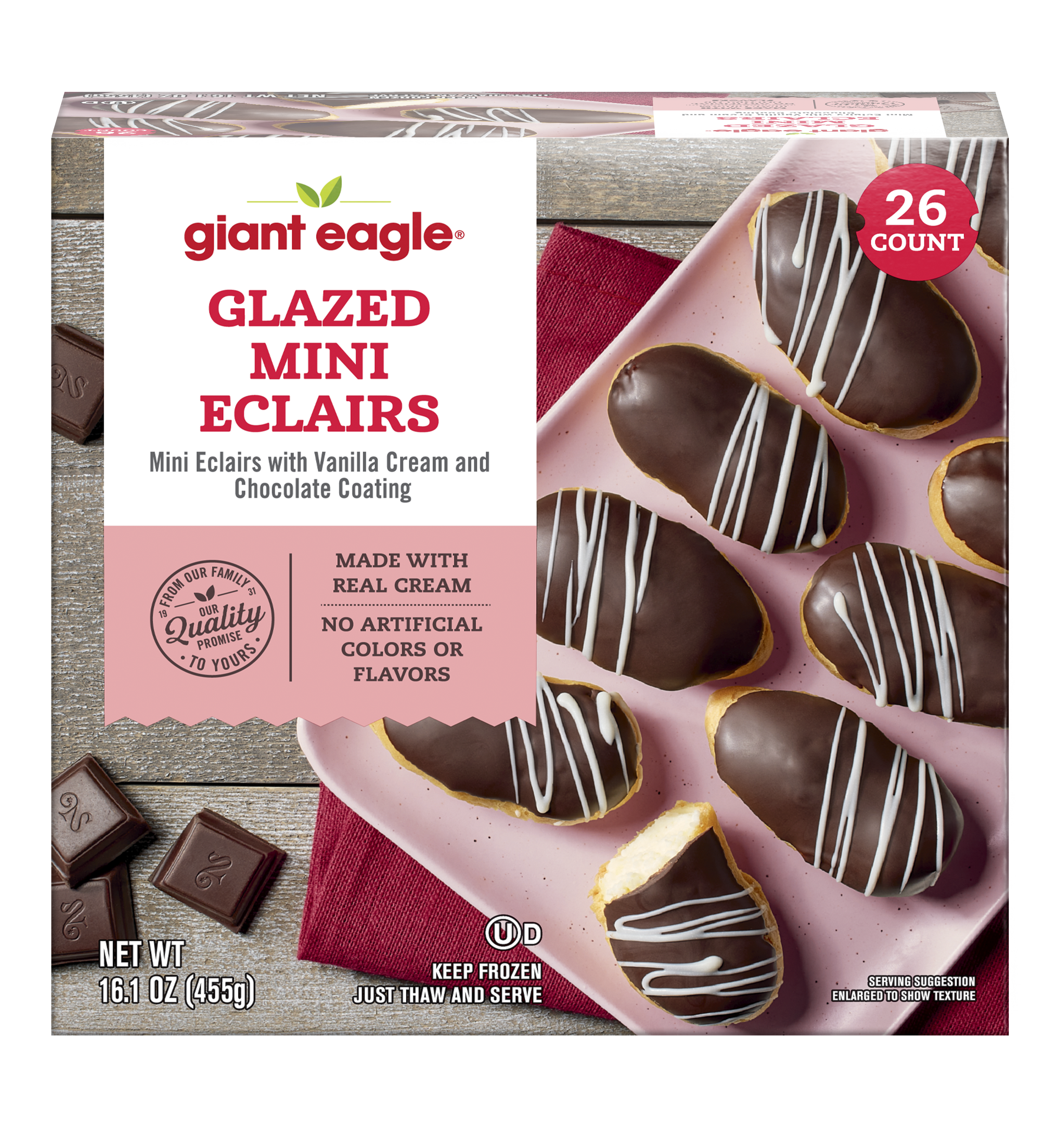 Giant Eagle Glazed Mini Eclairs, Vanilla Cream and Chocolate