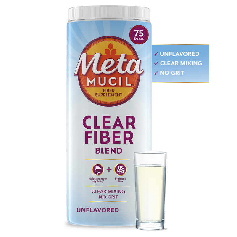 Metamucil Fiber Supplement, Unflavored Clear Mixing Powder, 75