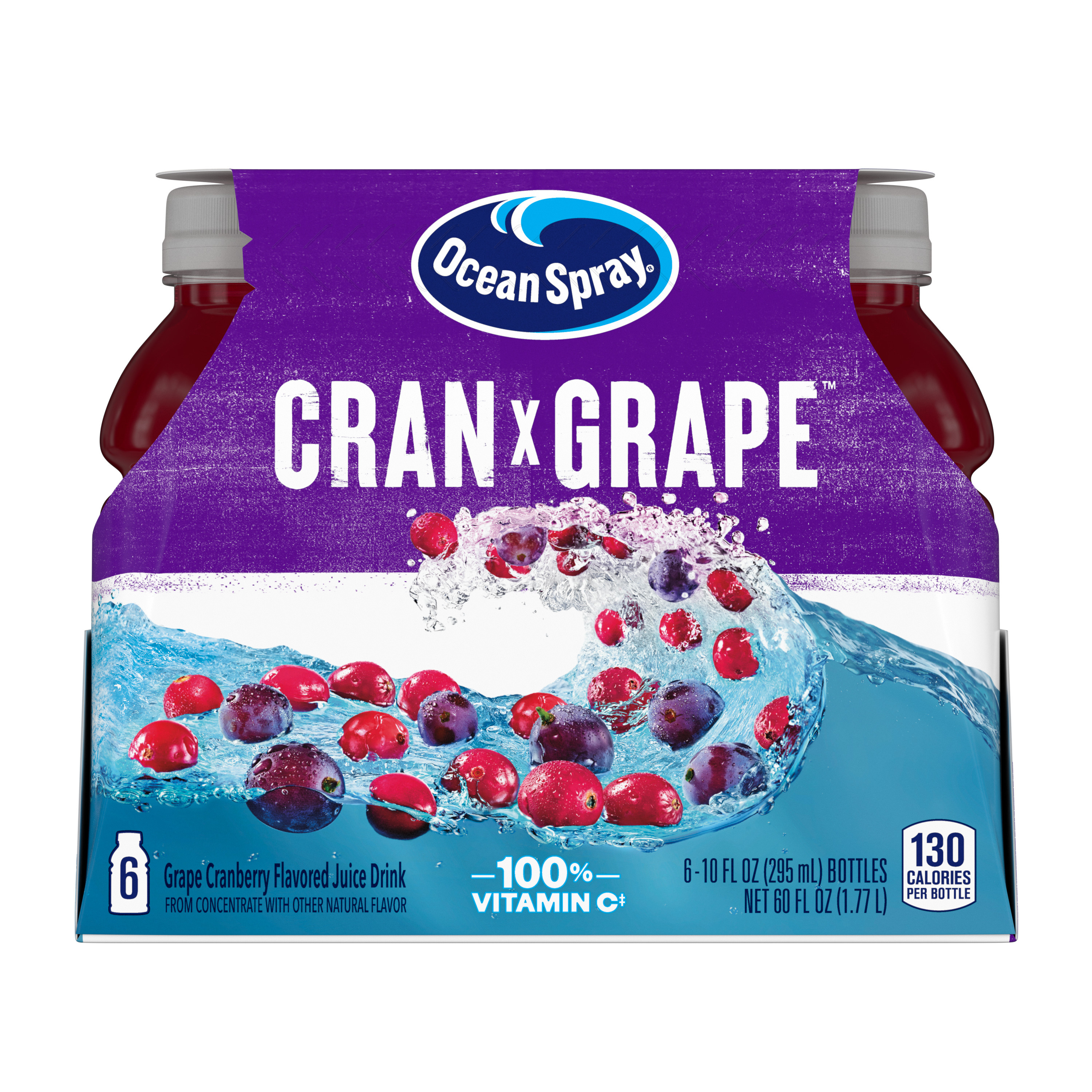Ocean Spray Juice Drink, Cranberry Grape, 6 Count, 10 Oz Bottles