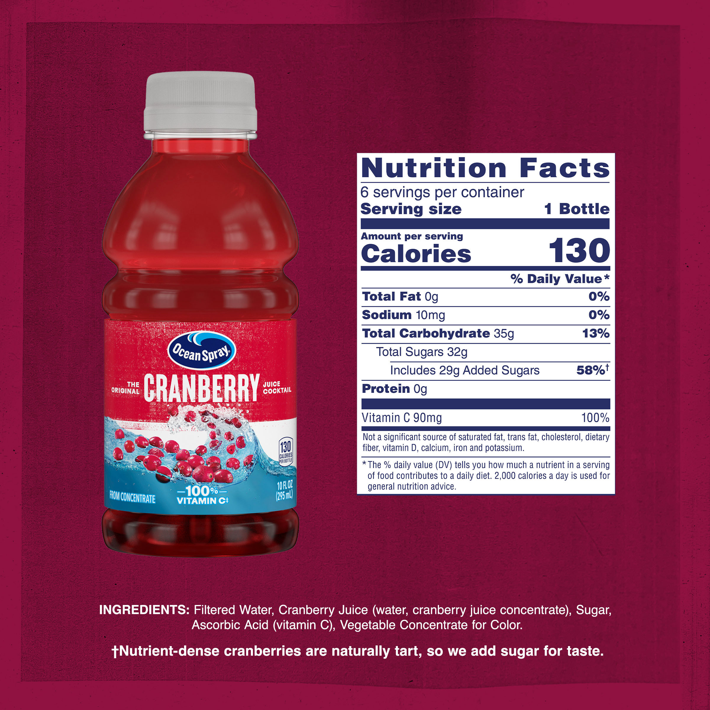 Ocean Spray® Cranberry Juice Cocktail, 10 Fl Oz Bottles, 6 Count