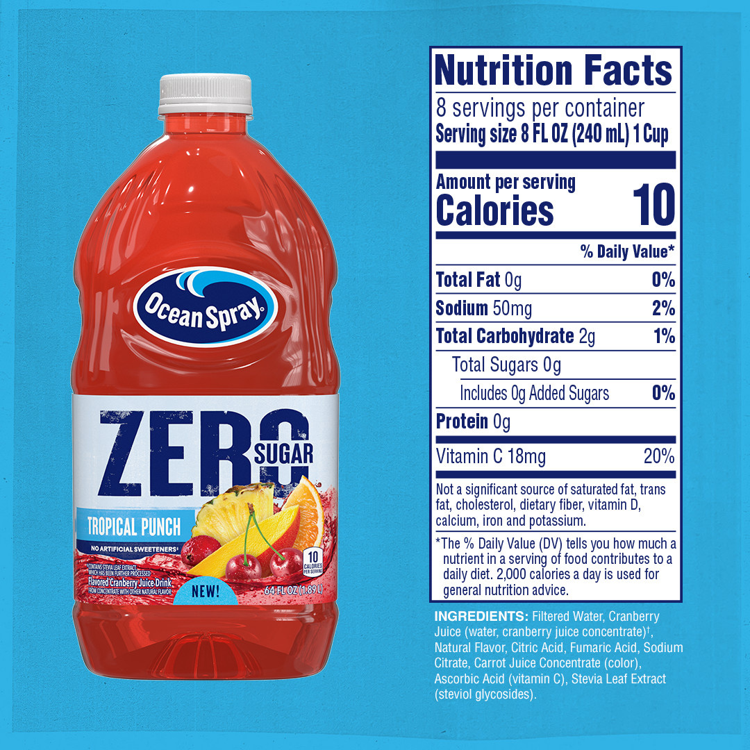 Nutrition Facts Coop Tropical Juice Good2Grow® Tropical Fruit