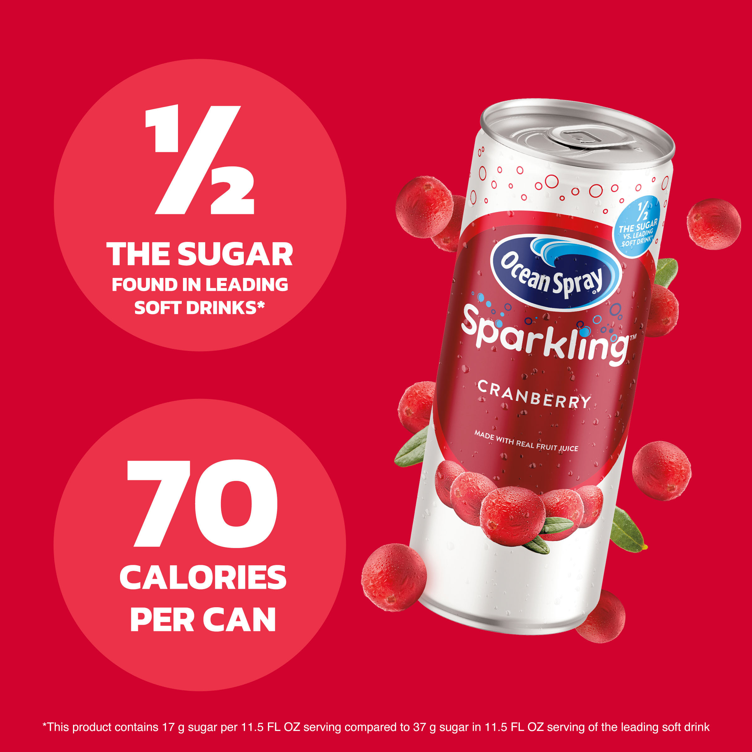 Ocean Spray Juice Drink, Sparkling, Cranberry, 4 Count, 11.5 Oz