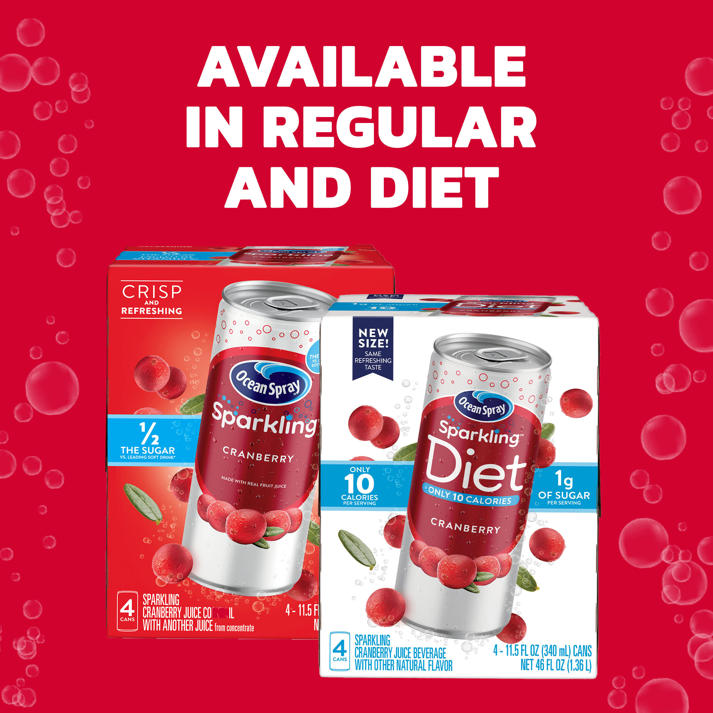 Ocean Spray Juice Drink, Sparkling, Cranberry, 4 Count, 11.5 Oz