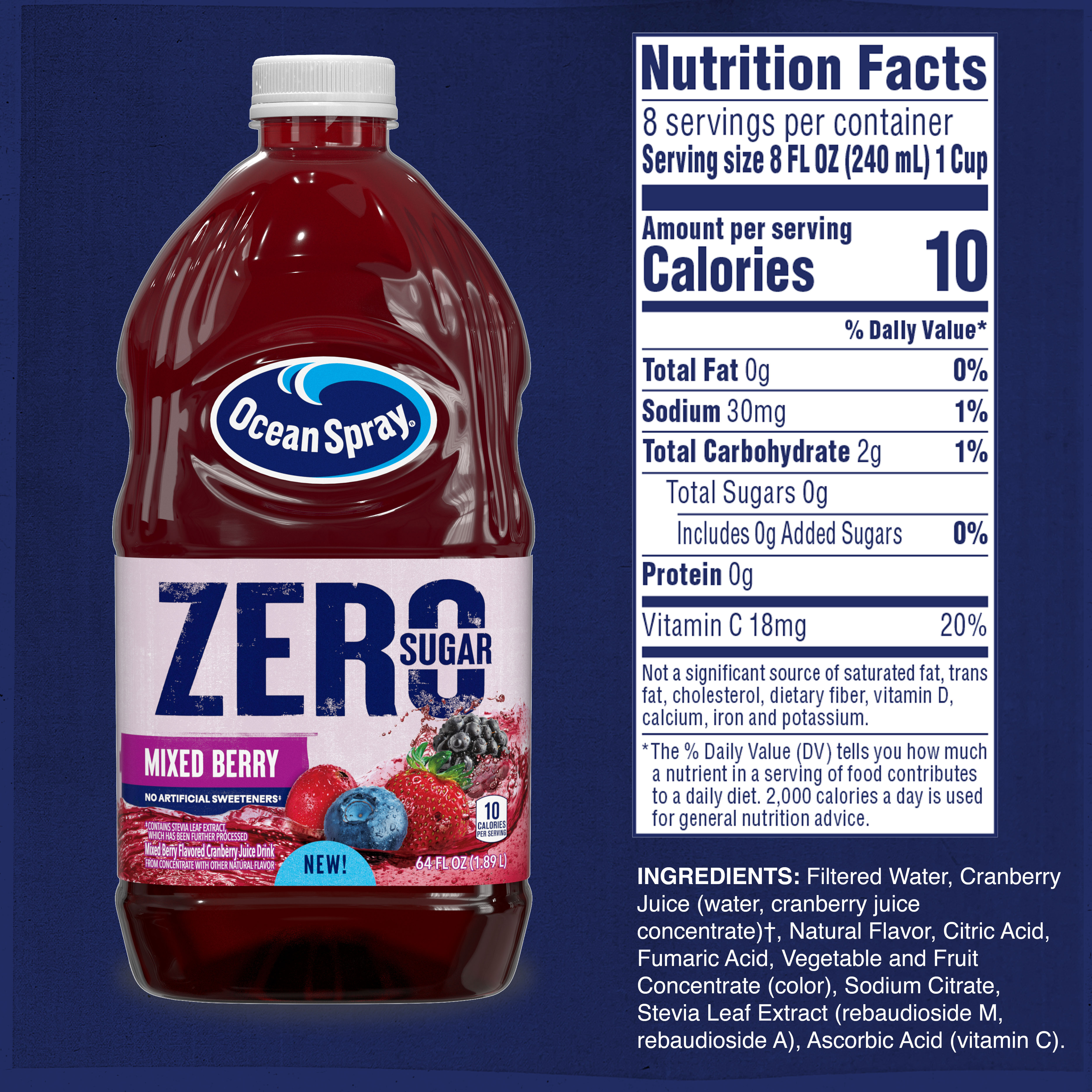 Ocean Spray ZERO Sugar Juice Drink, Mixed Berry | Giant Eagle