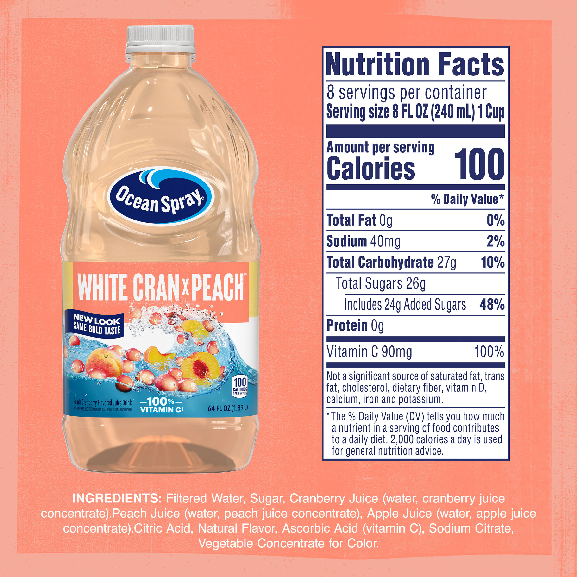 Ocean Spray® White Cran-Peach Juice Drink, 64 Fl Oz Bottle | Giant