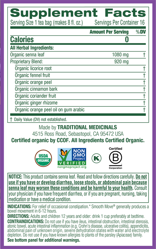 Organic Smooth Move, Caffeine Free Herbal Laxative Tea | Giant