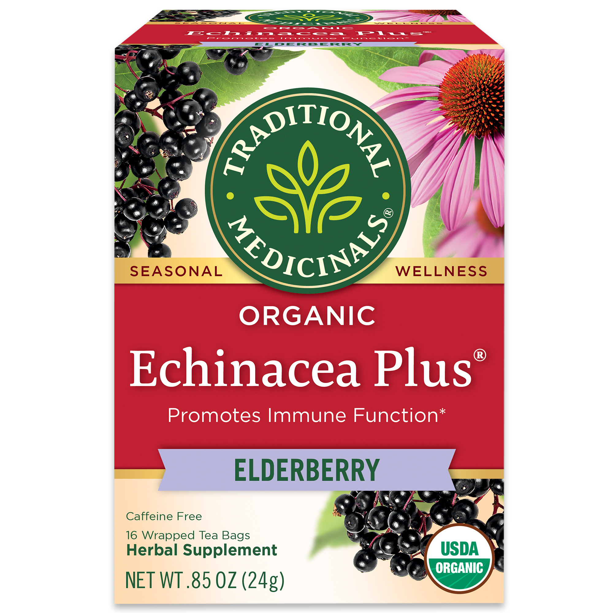 Organic Echinacea Plus Elderberry, Caffeine Free Herbal Tea
