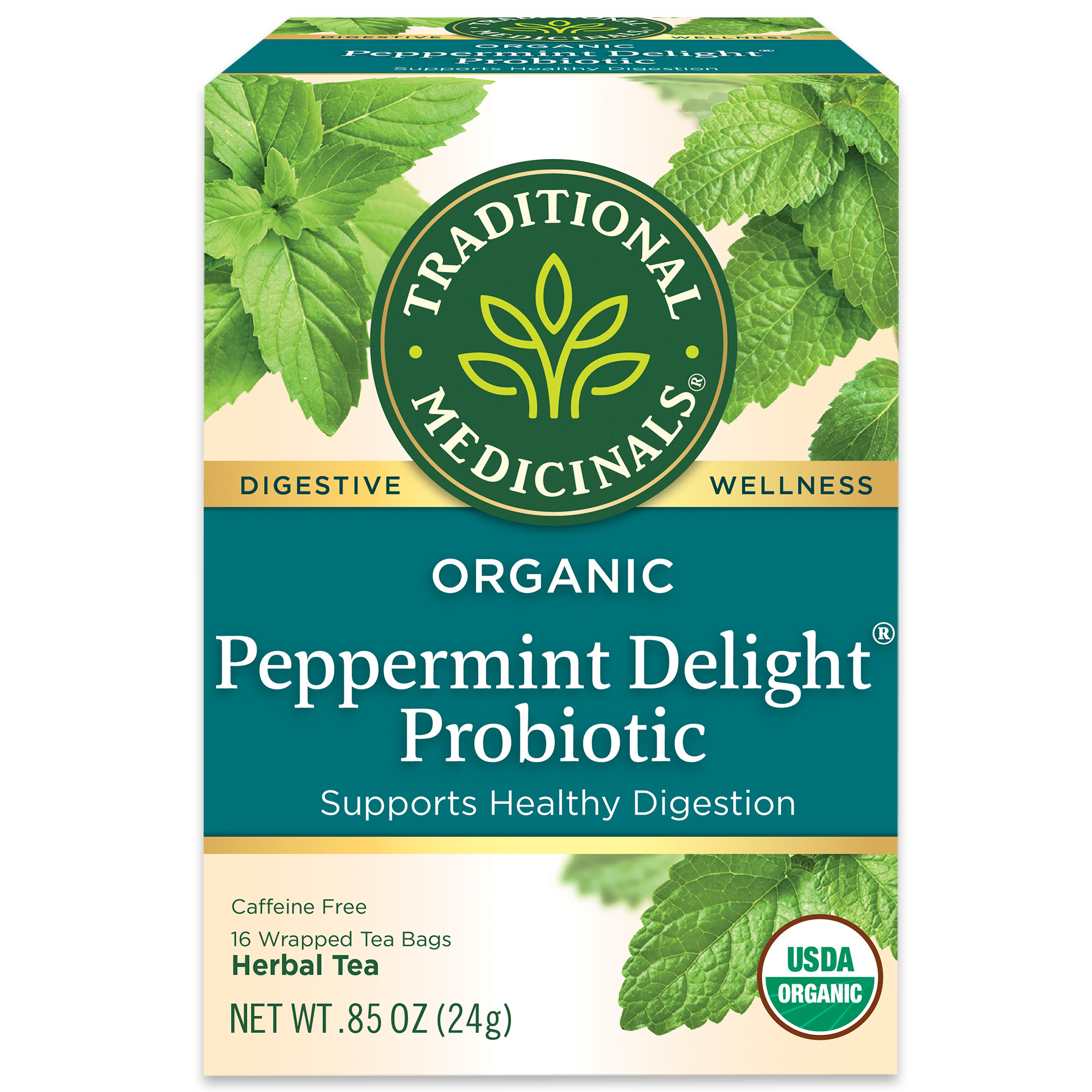 Organic Peppermint Delight Probiotic, Caffeine Free Herbal Tea Organic Peppermint Delight Probiotic, Caffeine Free Herbal Tea