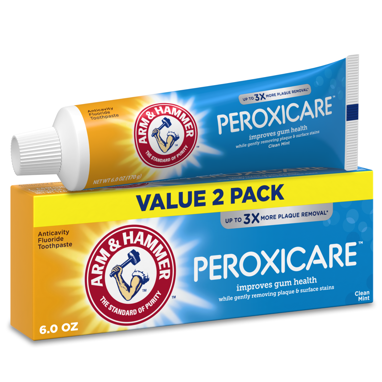 ARM & HAMMER Peroxicare Toothpaste, Clean Mint TWIN PACK (2 6oz