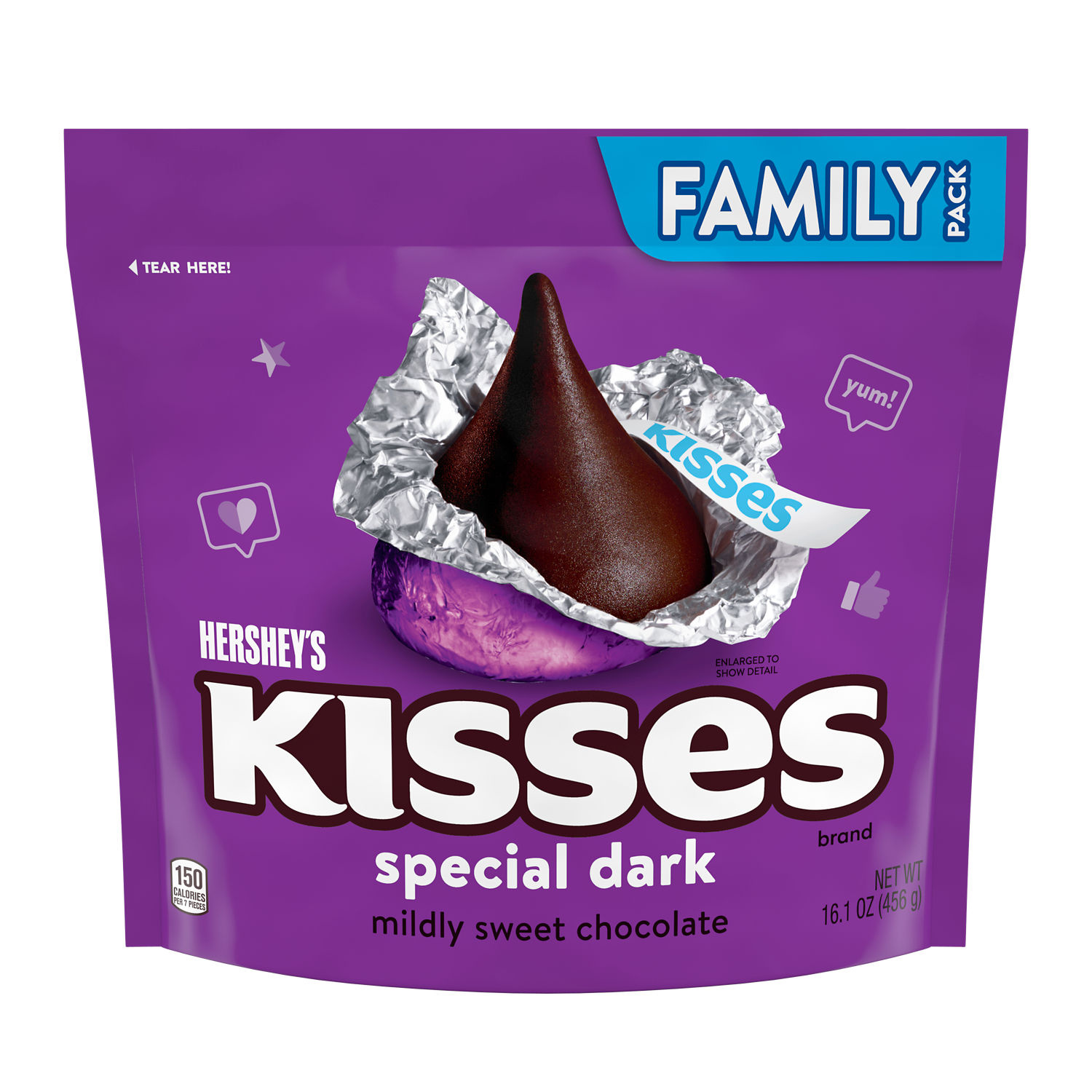 HERSHEY'S KISSES SPECIAL DARK Mildly Sweet Chocolate Candy Family