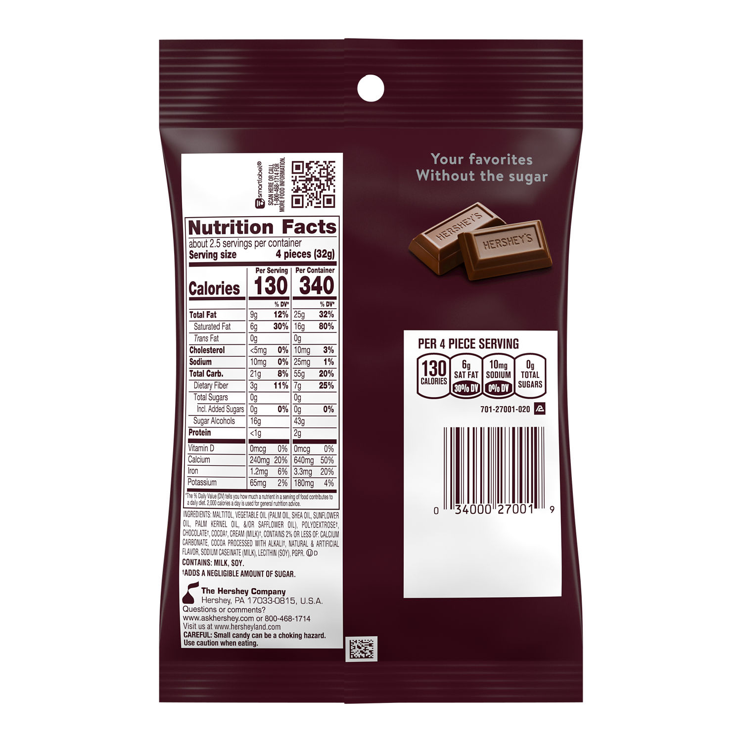 HERSHEY'S Zero Sugar Chocolate Candy Bag, 3 oz | Giant Eagle