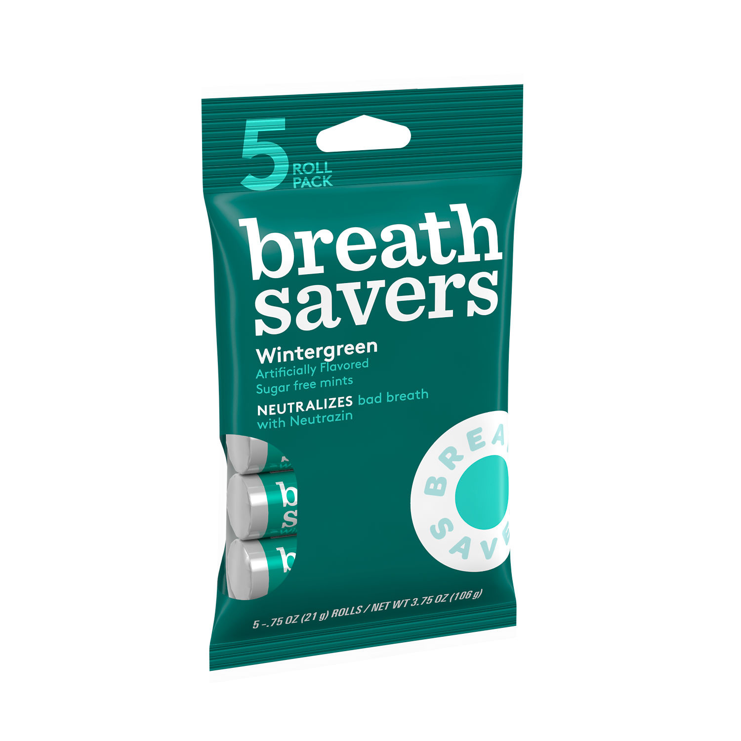 BREATH SAVERS Wintergreen Sugar Free Breath Mints Rolls, 0.75 oz
