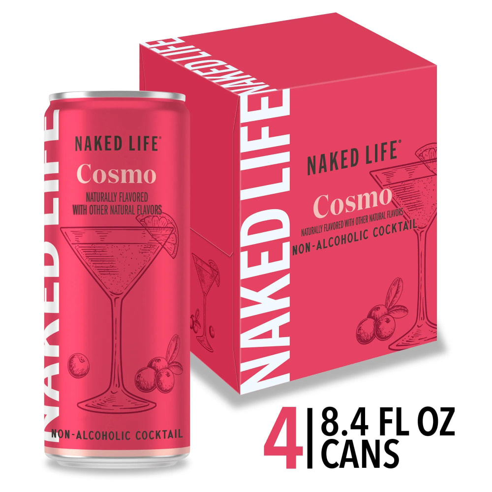 Naked Life Cosmo Non-Alcoholic Drinks 4 pack, 8.4 fl oz cans