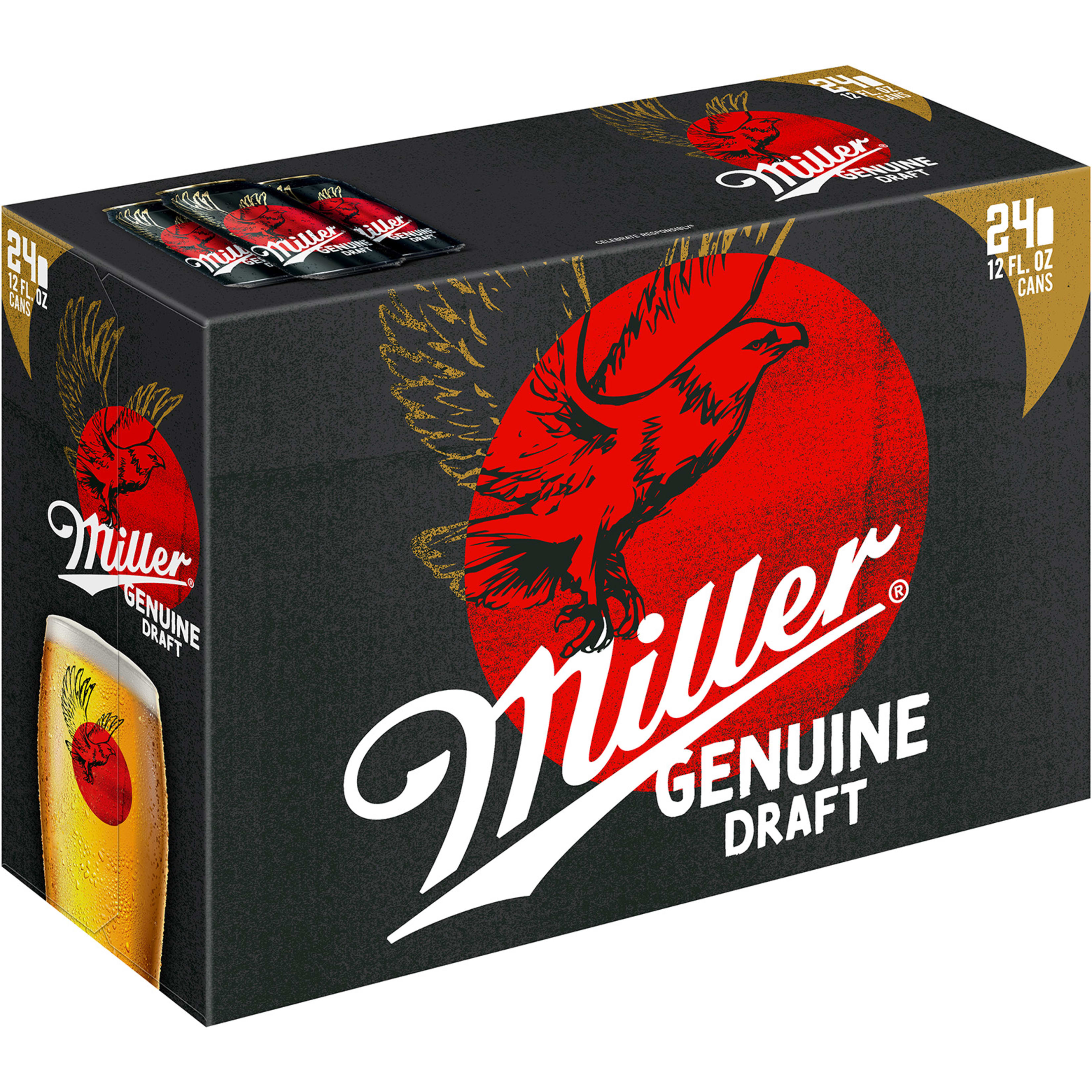 Miller Genuine Draft Beer American Style Light Lager, 24 Pack, 12