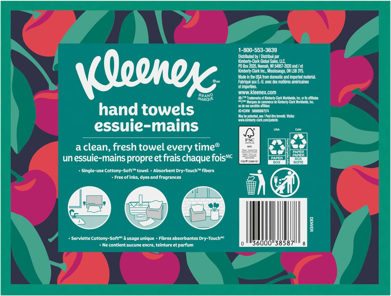 【新品.XXLサイズ】everyone ハイゲージcotton border Kleenex Disposable Paper Hand Towels, 1 Box, 60 Towels per Box