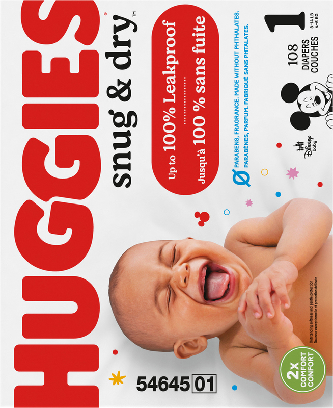 Huggies Snug Dry Baby Diapers, Size (8-14 lbs), 108 Ct Giant