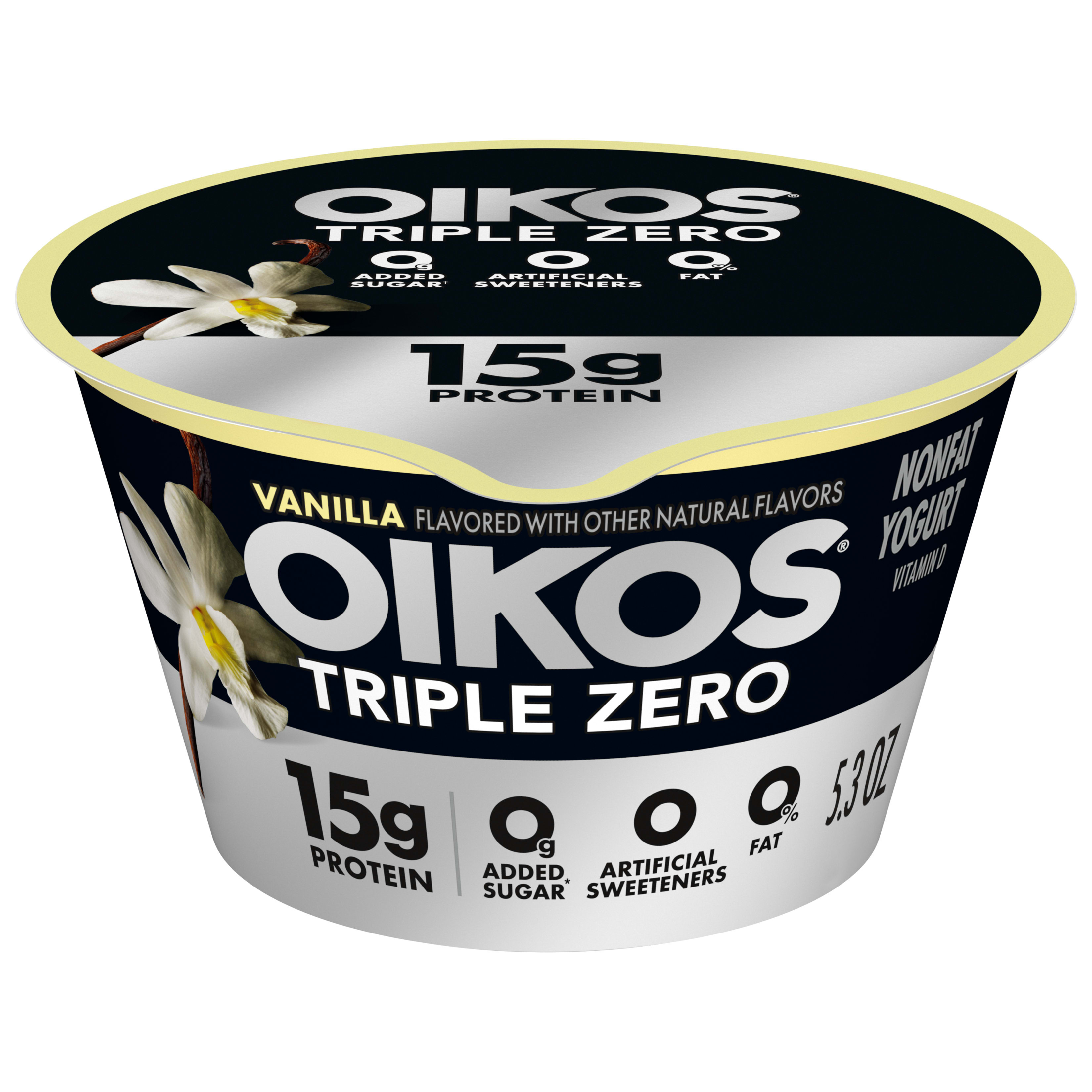 Oikos Triple Zero Vanilla Nonfat Greek Yogurt, 0% Fat, 0g Added