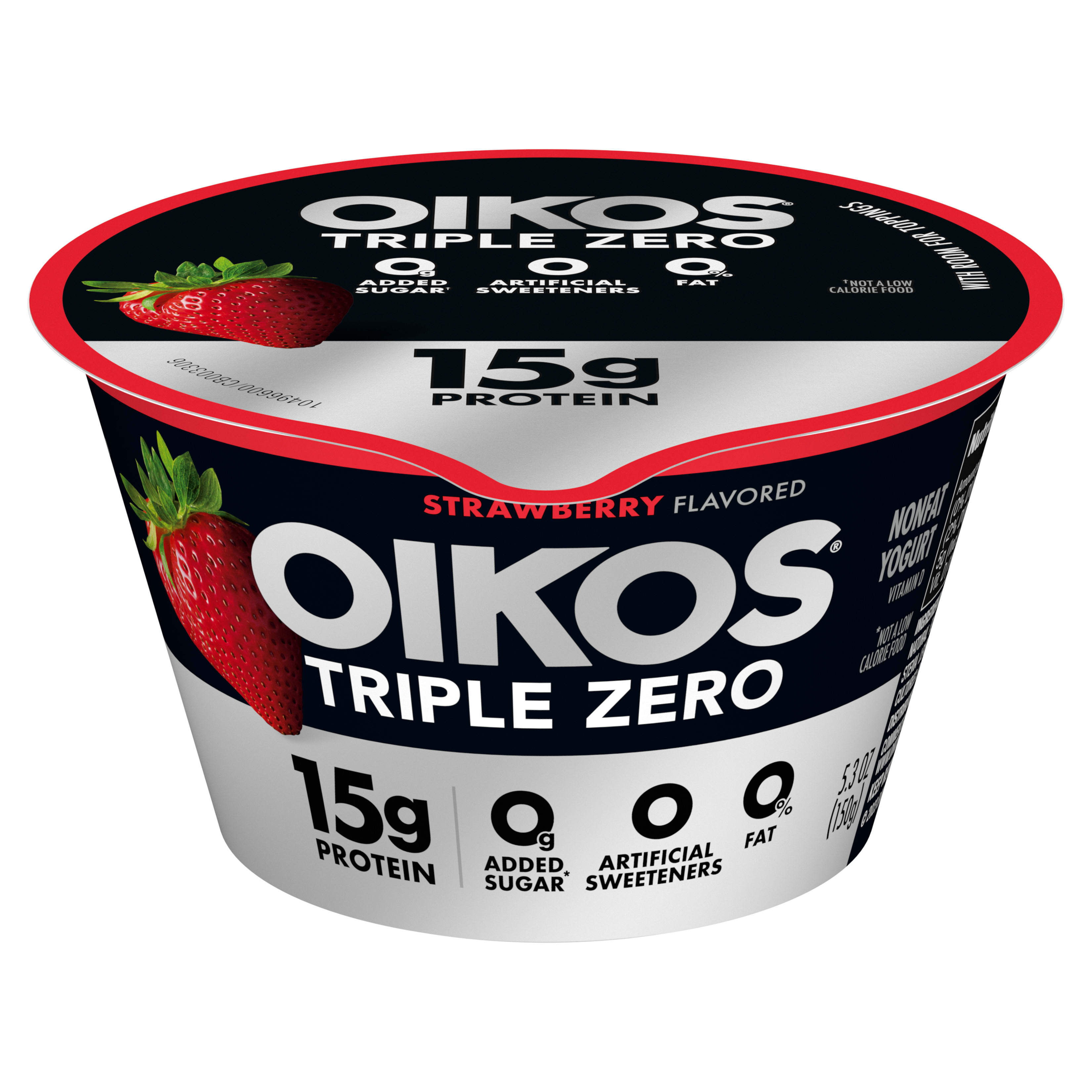 Oikos Triple Zero Strawberry Nonfat Greek Yogurt, 0% Fat, 0g Added