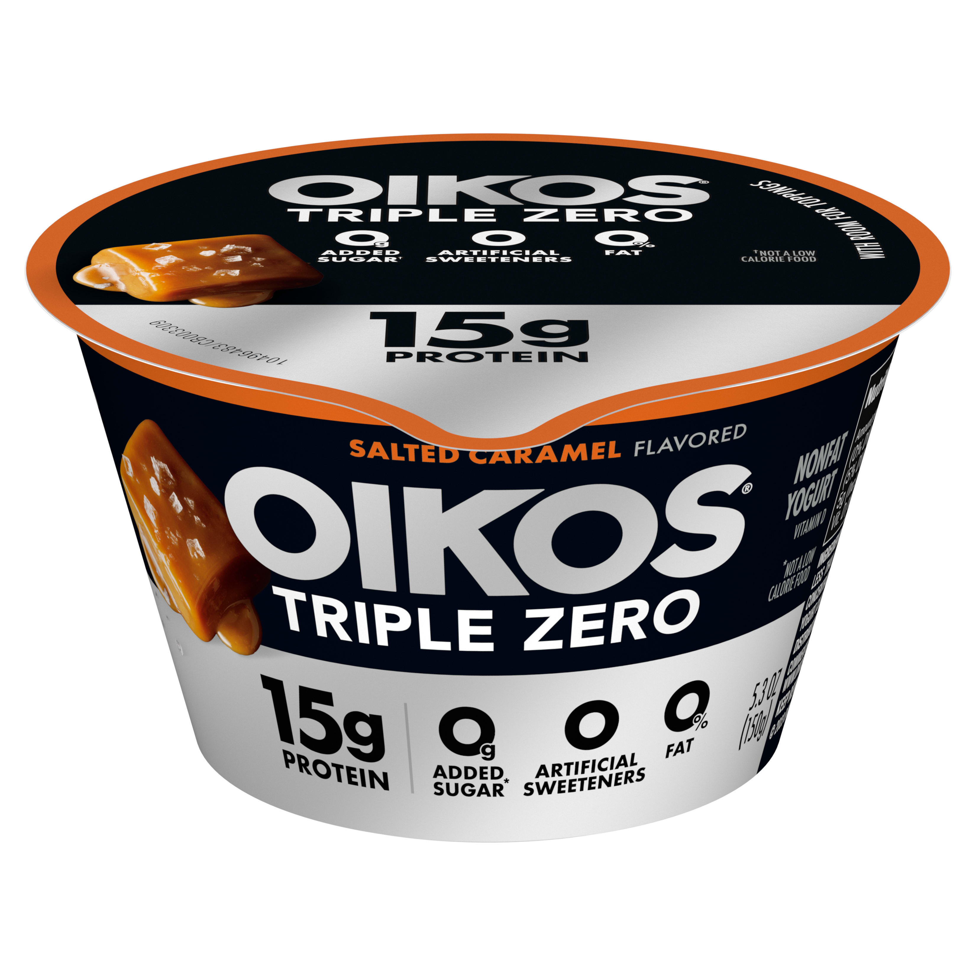 Oikos Triple Zero Salted Caramel Nonfat Greek Yogurt, 0% Fat, 0g