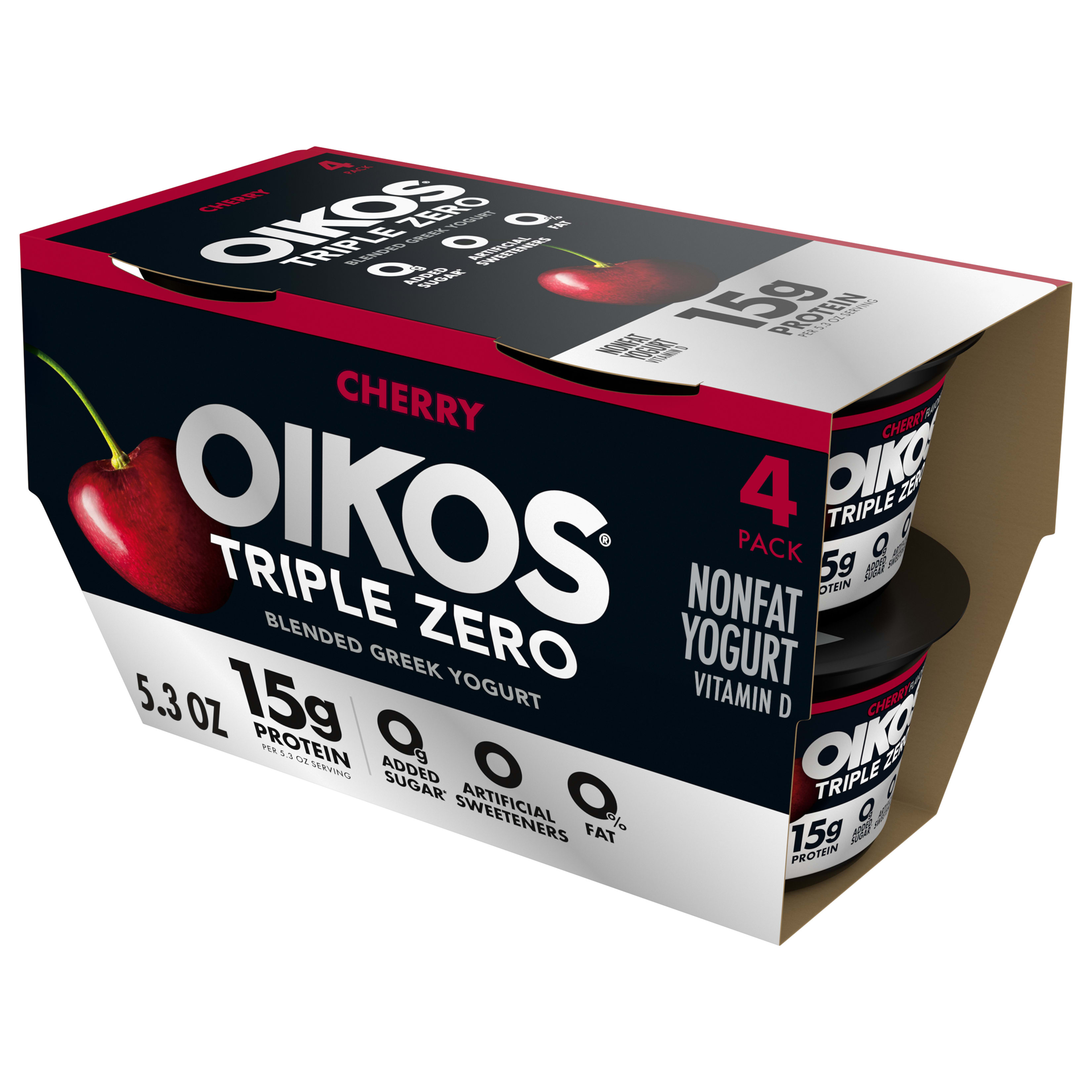 yuko品　100gクリーム1個 Oikos Triple Zero Cherry Nonfat Greek Yogurt Pack, 0% Fat, 0g