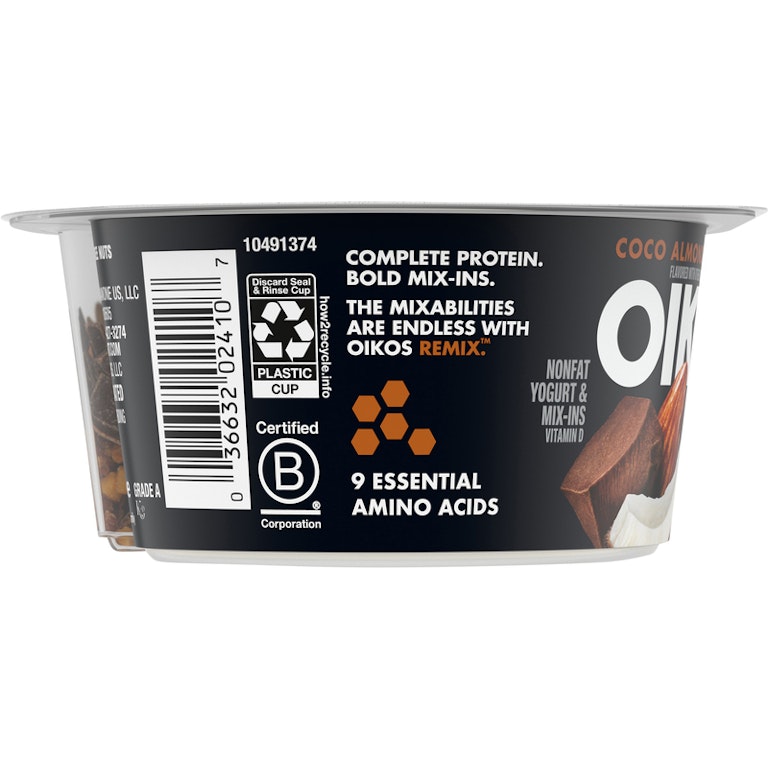Oikos REMIX Coco Almond Chocolate Coconut Nonfat Greek Yogurt with Oikos REMIX Coco Almond Chocolate Coconut Nonfat Greek Yogurt with