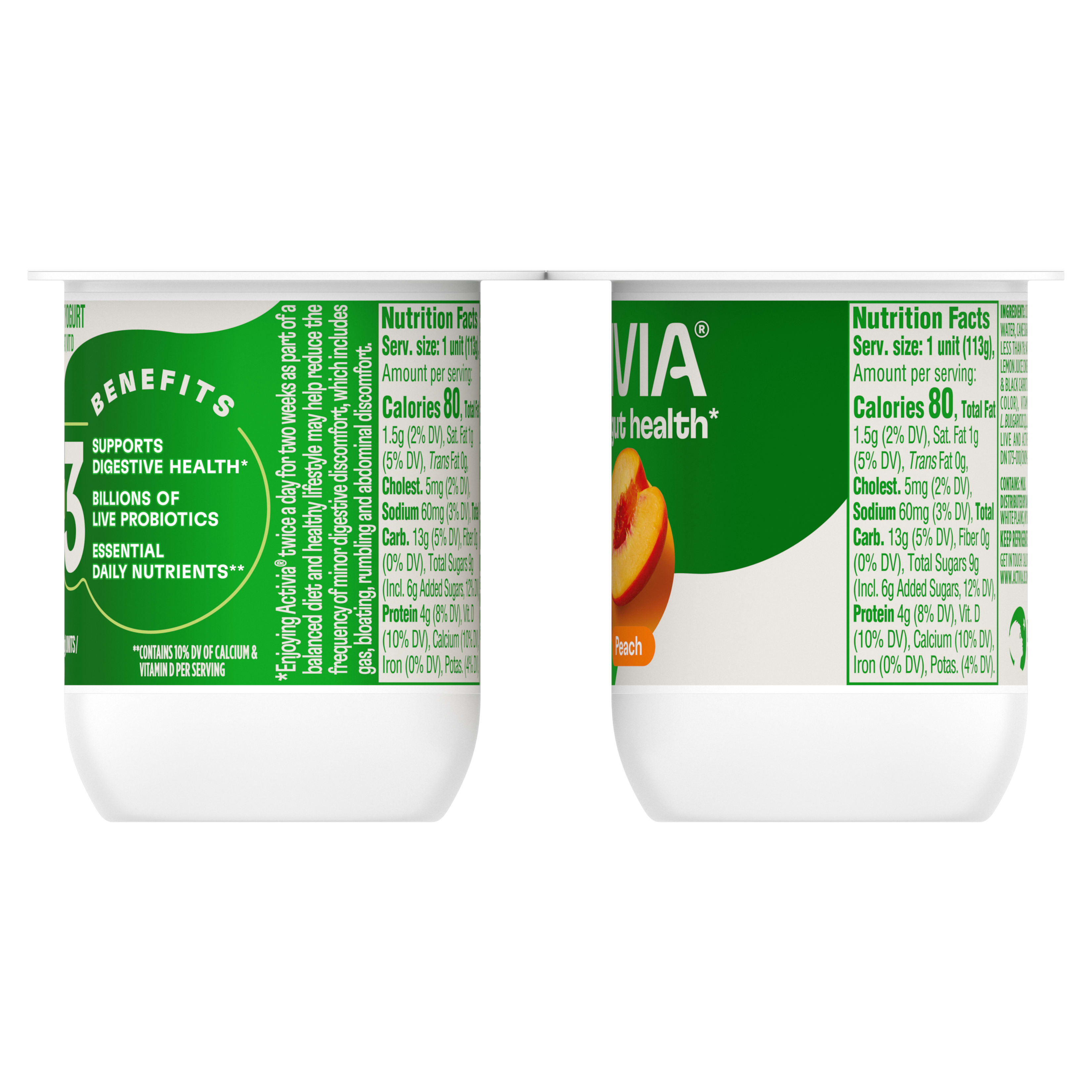 プロアクティブよーあ Activia Peach Probiotic Yogurt, Delicious Low Fat Yogurt to Help