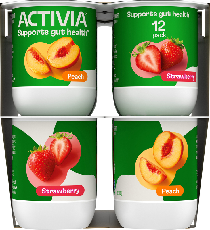 Activia Peach and Strawberry Probiotic Yogurt, Delicious Low Fat