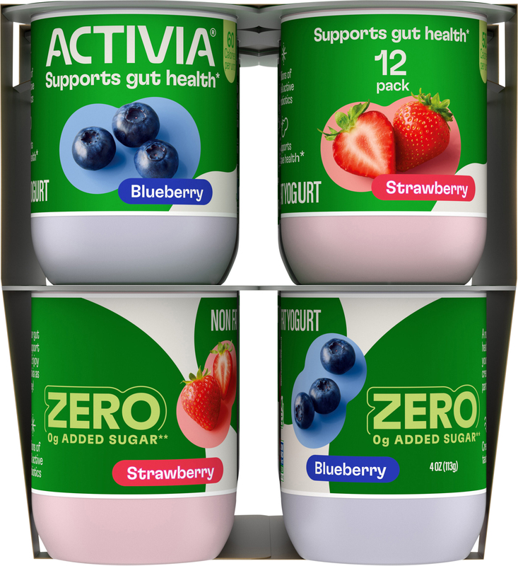 Activia ZERO 0g Added Sugar Strawberry and Blueberry Probiotic
