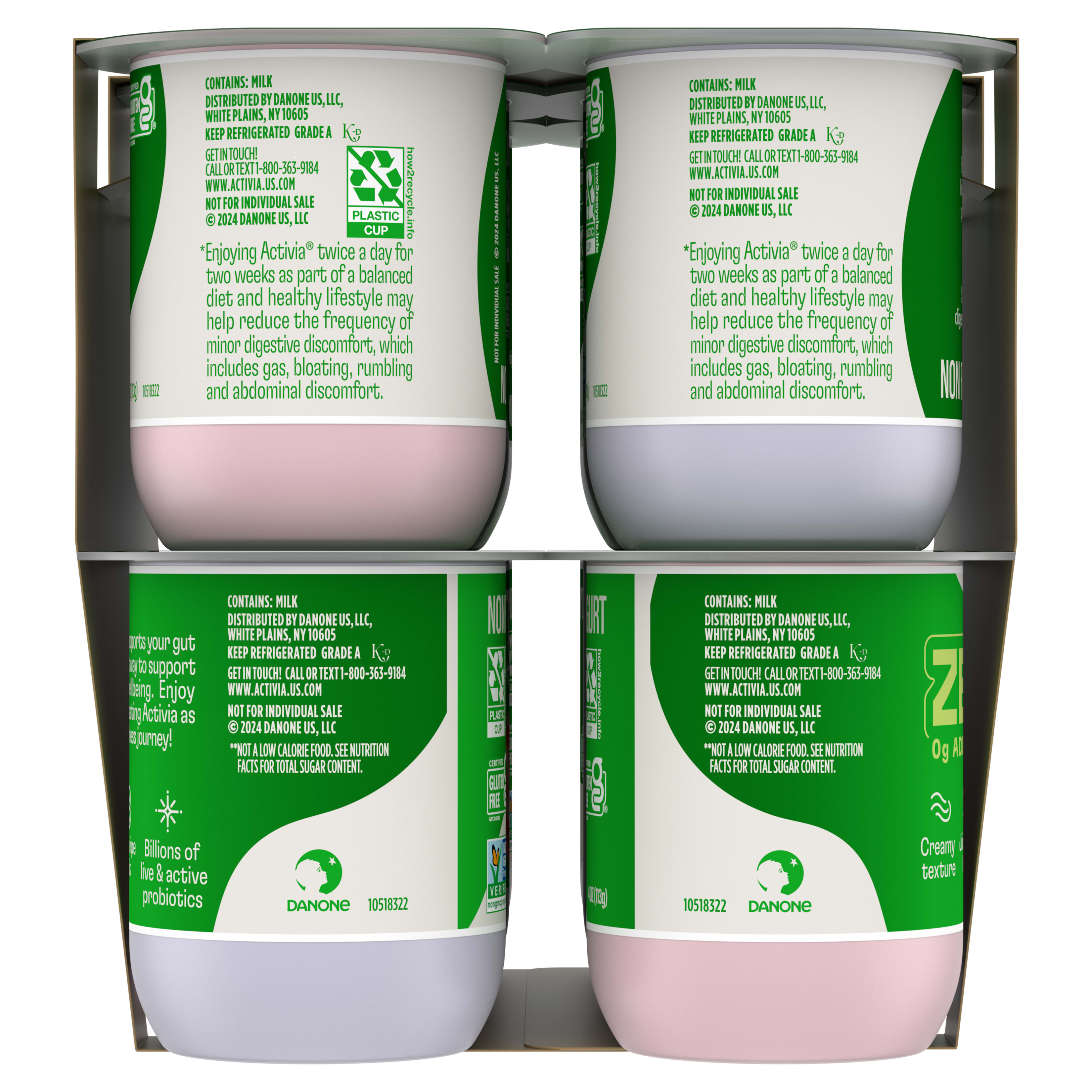 Activia ZERO 0g Added Sugar Strawberry and Blueberry Probiotic
