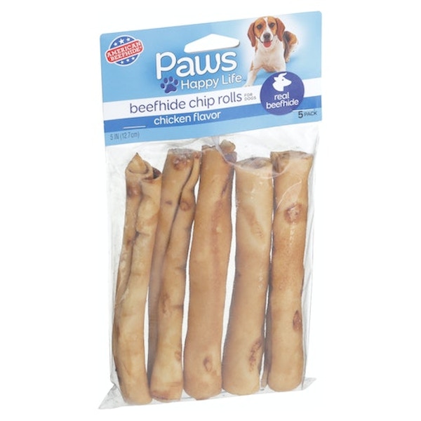 Paws Happy Life Chicken Flavor Beefhide Chip Rolls For Dogs