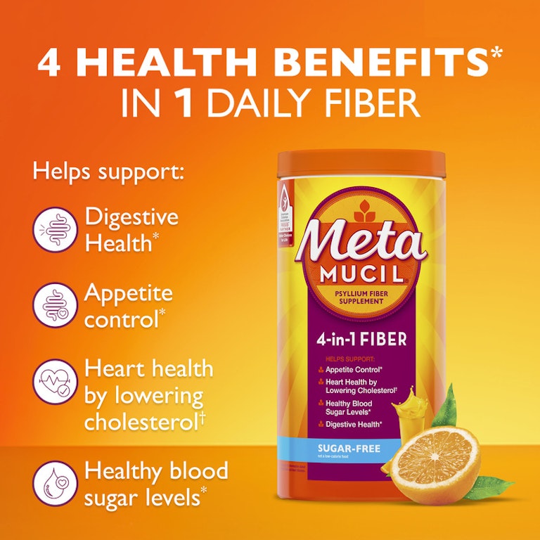 Metamucil in Fiber Supplement Powder, Sugar-Free, Orange, 30