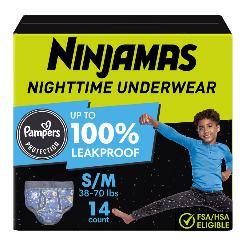 Ninjamas Boys Bedwetting Nighttime Underwear, Size S/M (38-70 lbs