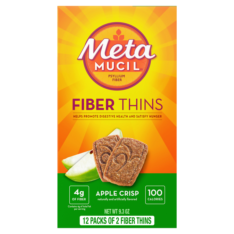 Metamucil Fiber Thins, Daily Fiber Snack, Apple Crisp, 12 Servings
