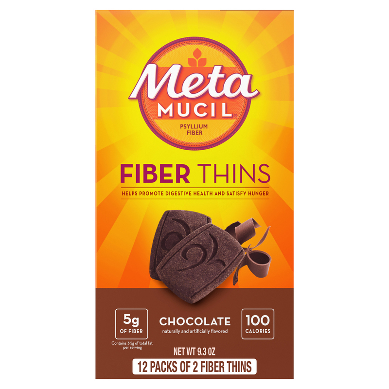 Metamucil Fiber Thins, Daily Fiber Snack, Chocolate, 12 Servings