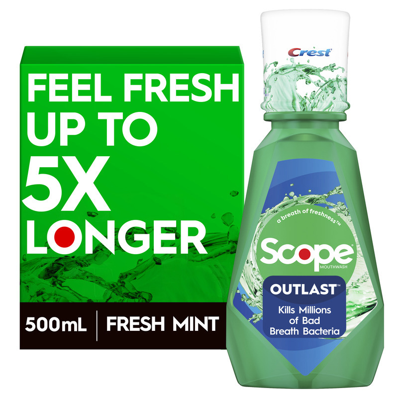 Crest Scope Outlast Mouthwash Fresh Mint, 500mL (Green) | Giant