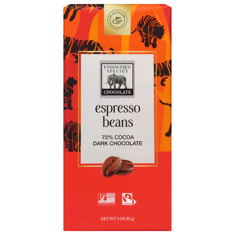 Endangered Species 72% Cocoa Espresso Beans Dark Chocolate | Giant