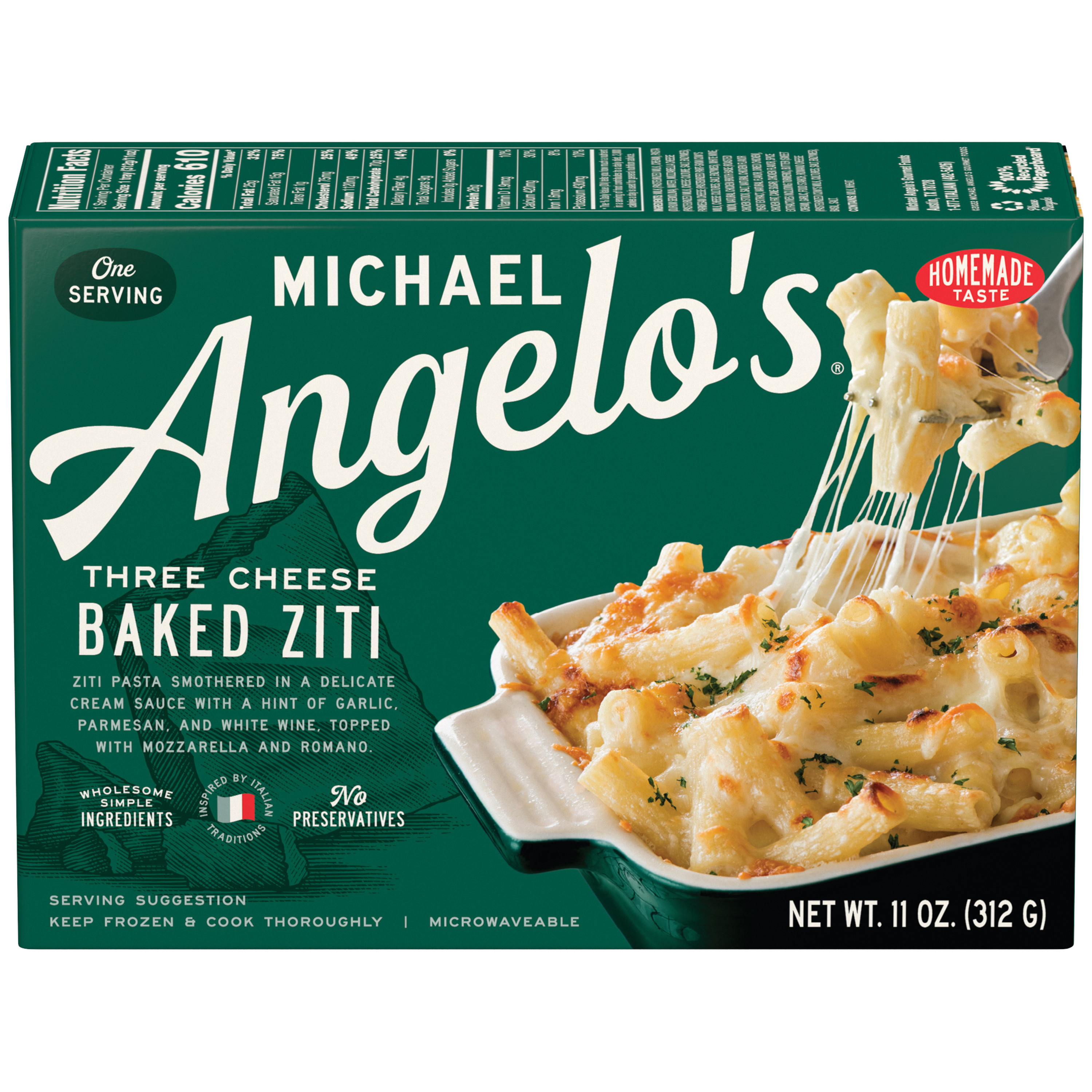 Michael Angelo's Three Cheese Baked Ziti Frozen, 11 Oz Box | Giant
