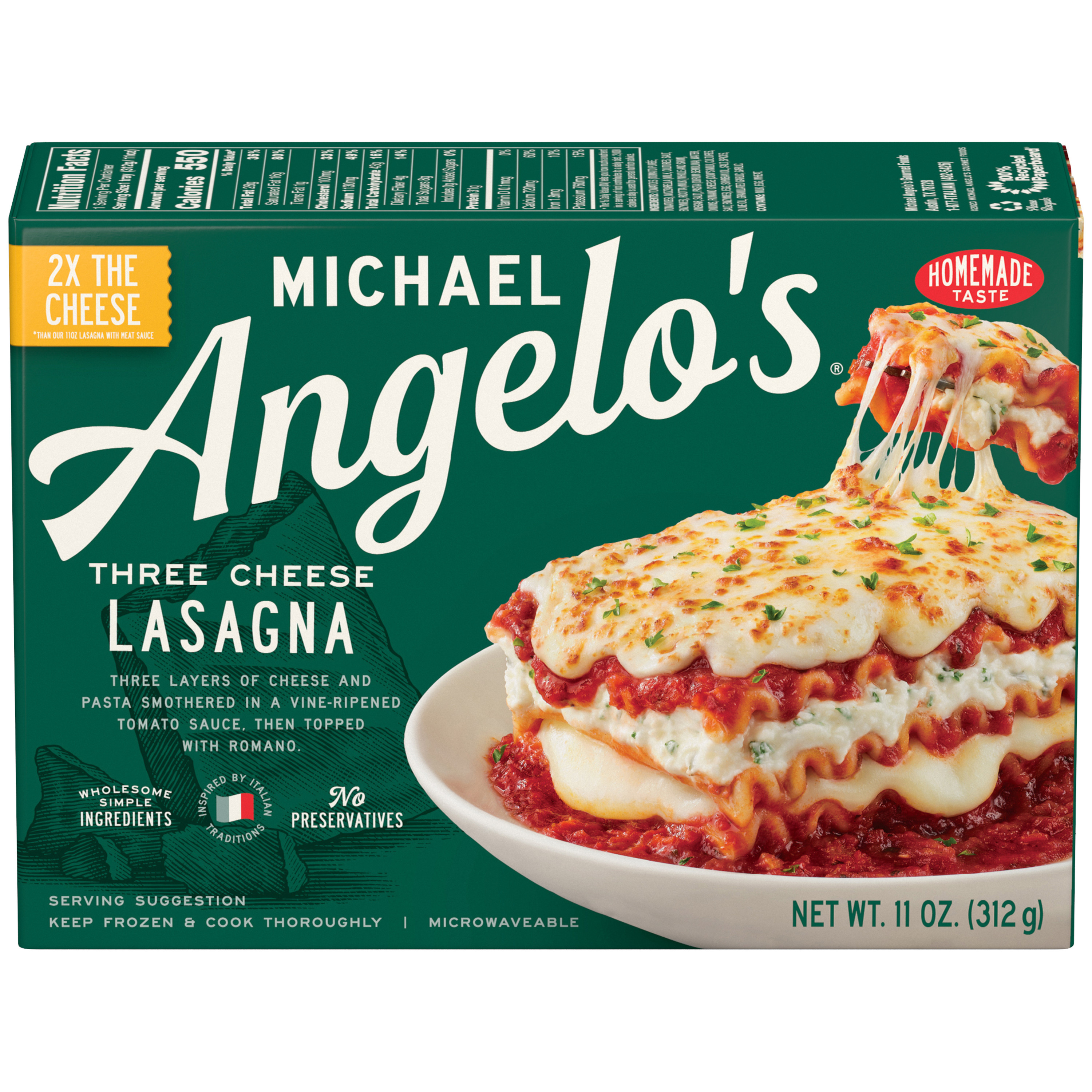 Michael Angelo's Three Cheese Lasagna Frozen, 11 Oz Box | Giant