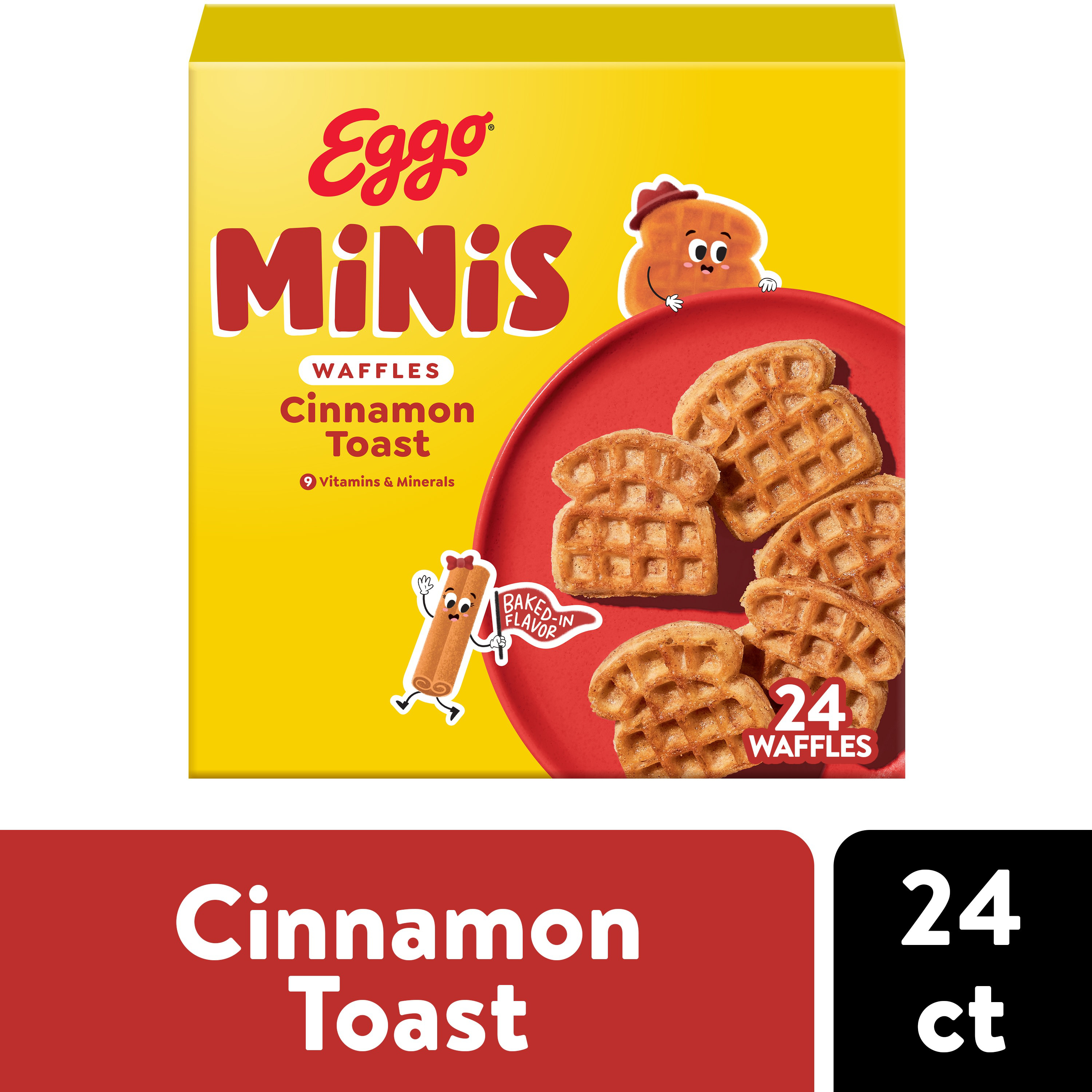 Eggo Minis Waffles Cinnamon Toast, Breakfast Food, 25.8 oz, 24