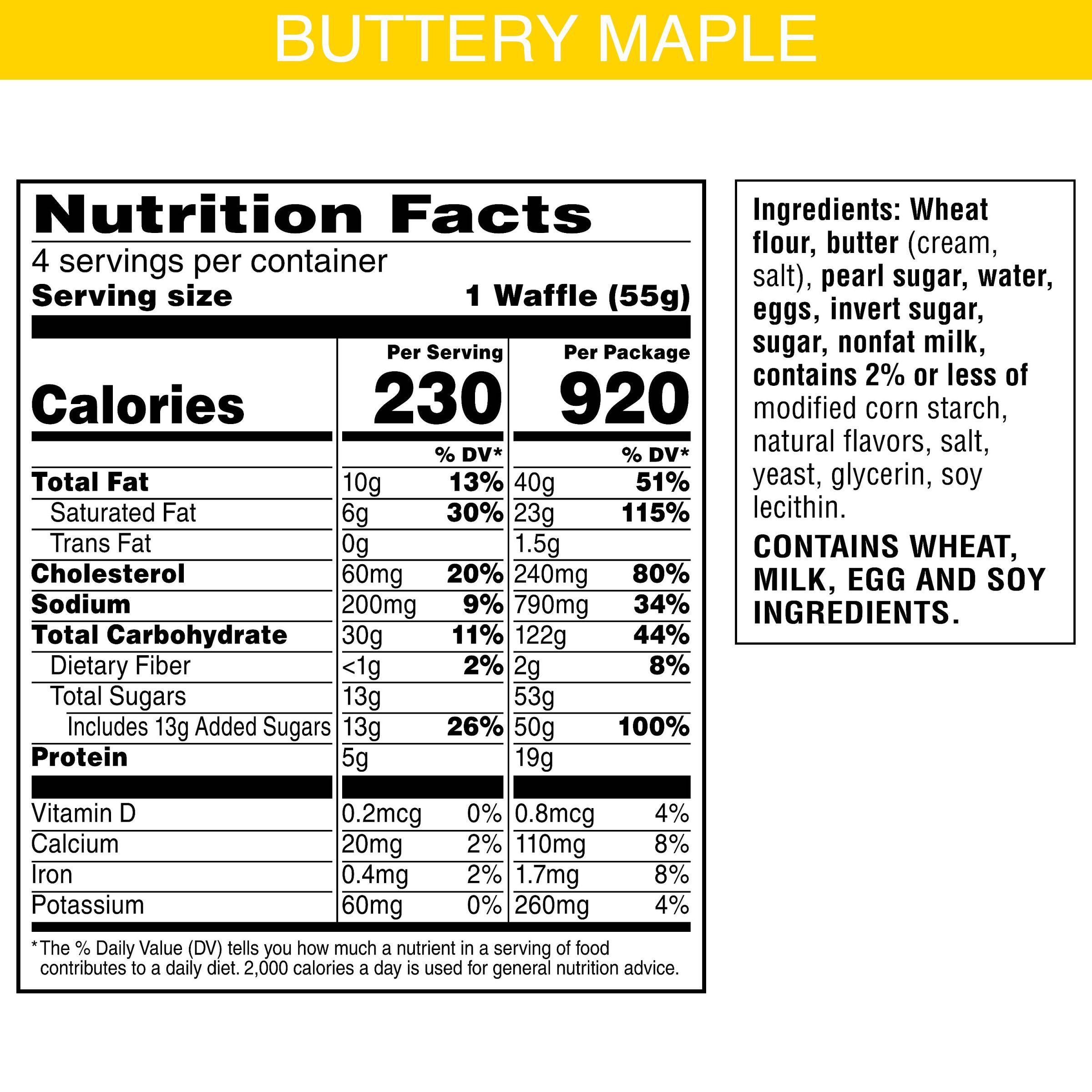 Eggo Belgian-Style Street Waffles Buttery Maple Flavor, Frozen
