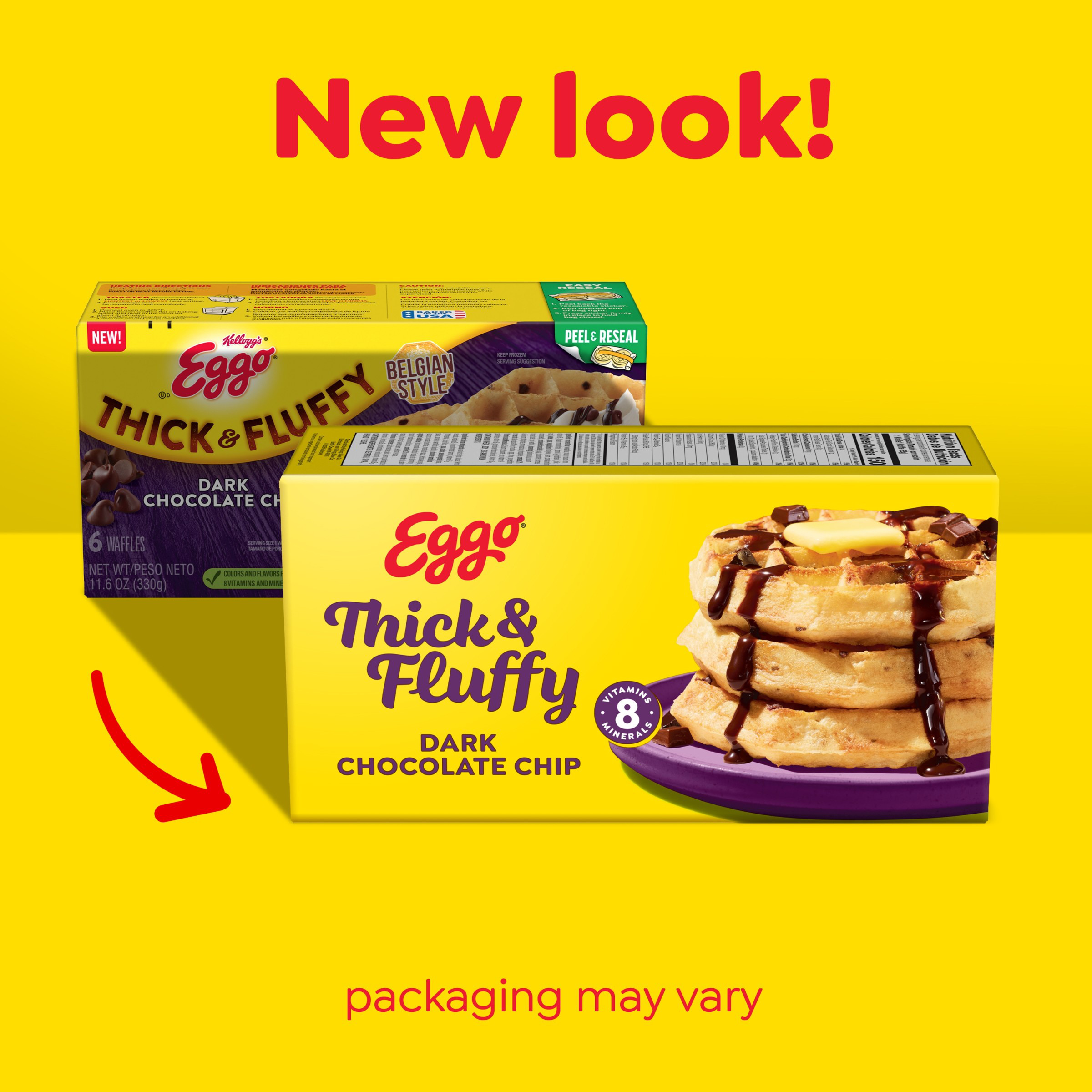 Eggo Thick and Fluffy Waffles Dark Chocolate Chip, Frozen