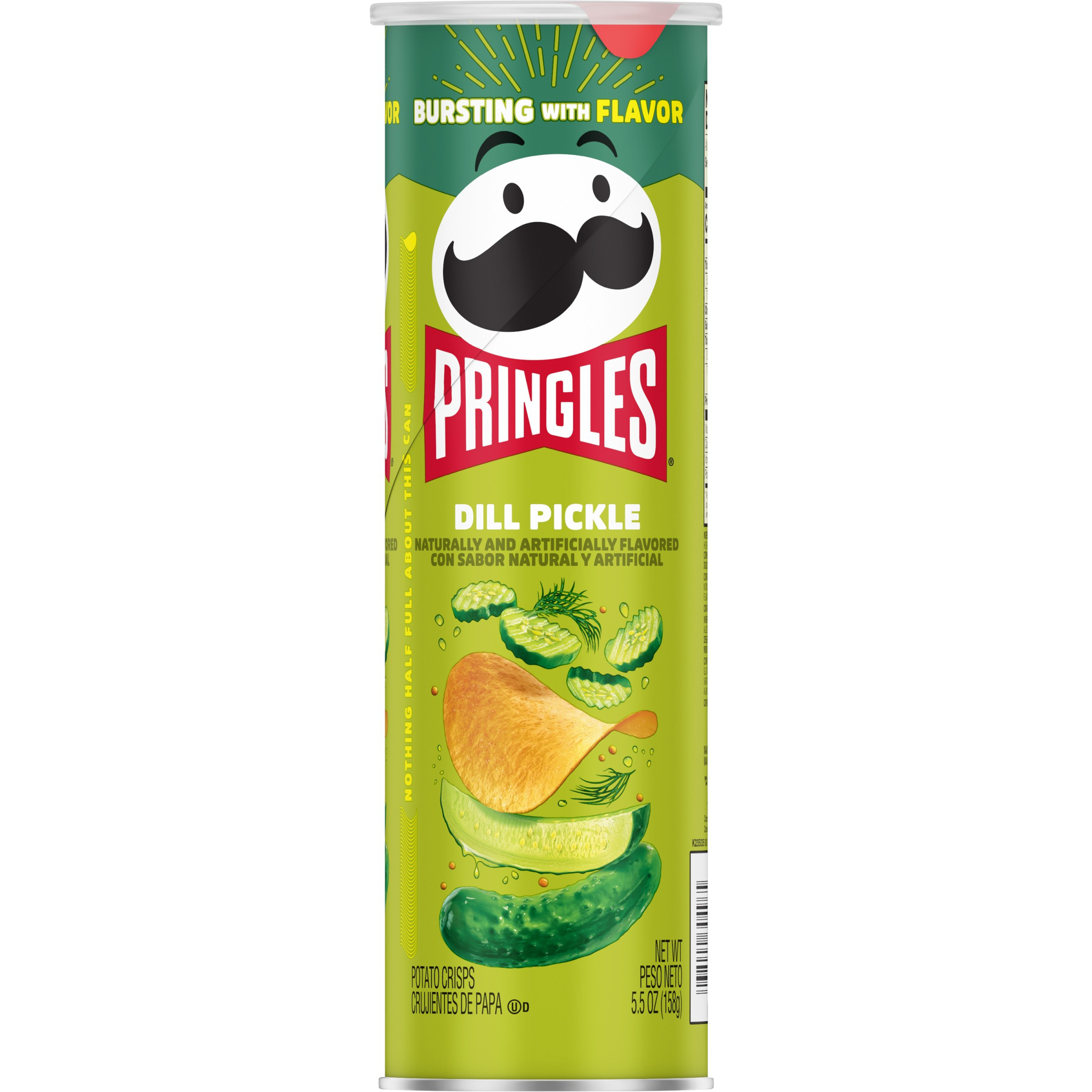 Pringles Potato Crisps Chips Dill Pickle, Lunch Snacks, 5.5 oz