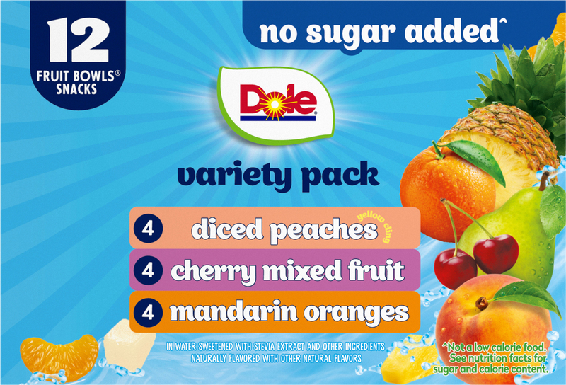 Dole No Sugar Added Assorted Fruit Bowls Snacks Variety Pack